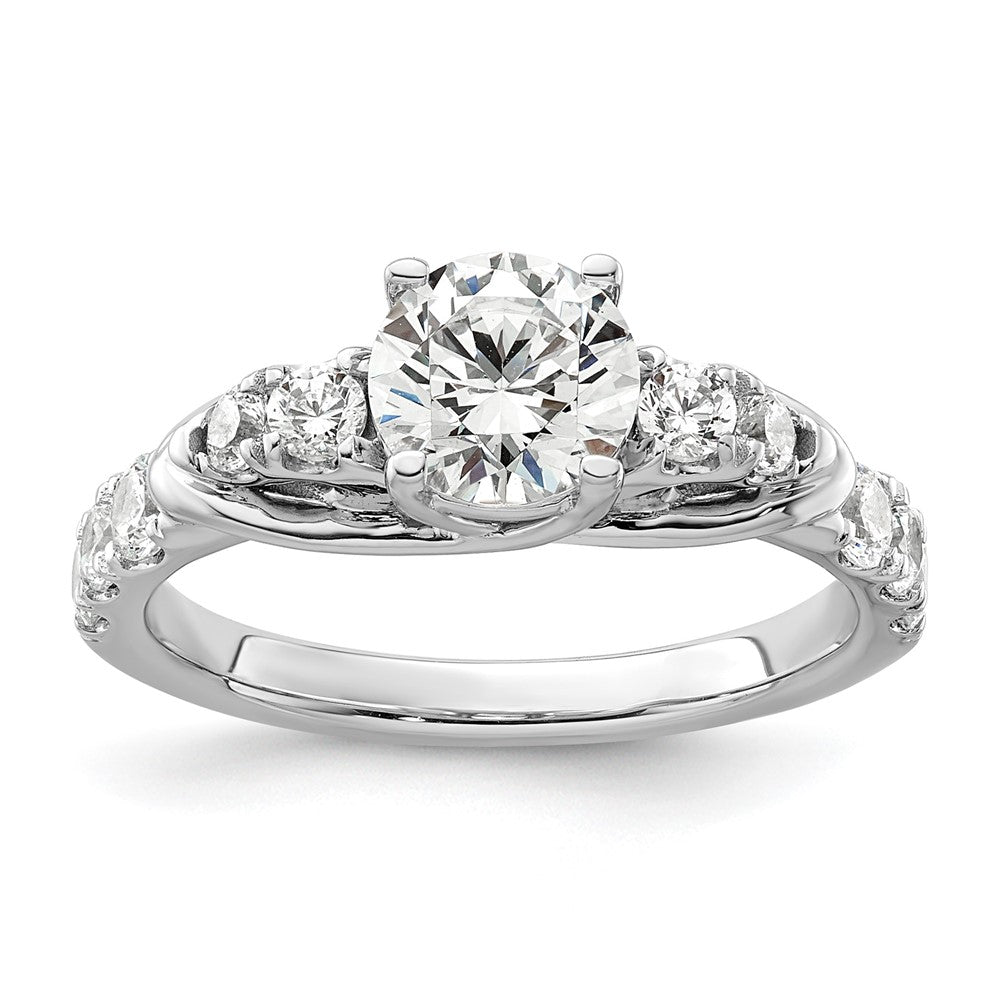 14K Weißgold Verlobungsring mit 0,625 ct. Labor gezüchteten Diamanten VS/SI+ G+, 1 ct. rundem Center-Diamanten, Shared-Prong-Fassung