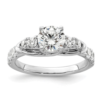 14K Weißgold Verlobungsring mit 0,625 ct. Labor gezüchteten Diamanten VS/SI+ G+, 1 ct. rundem Center-Diamanten, Shared-Prong-Fassung