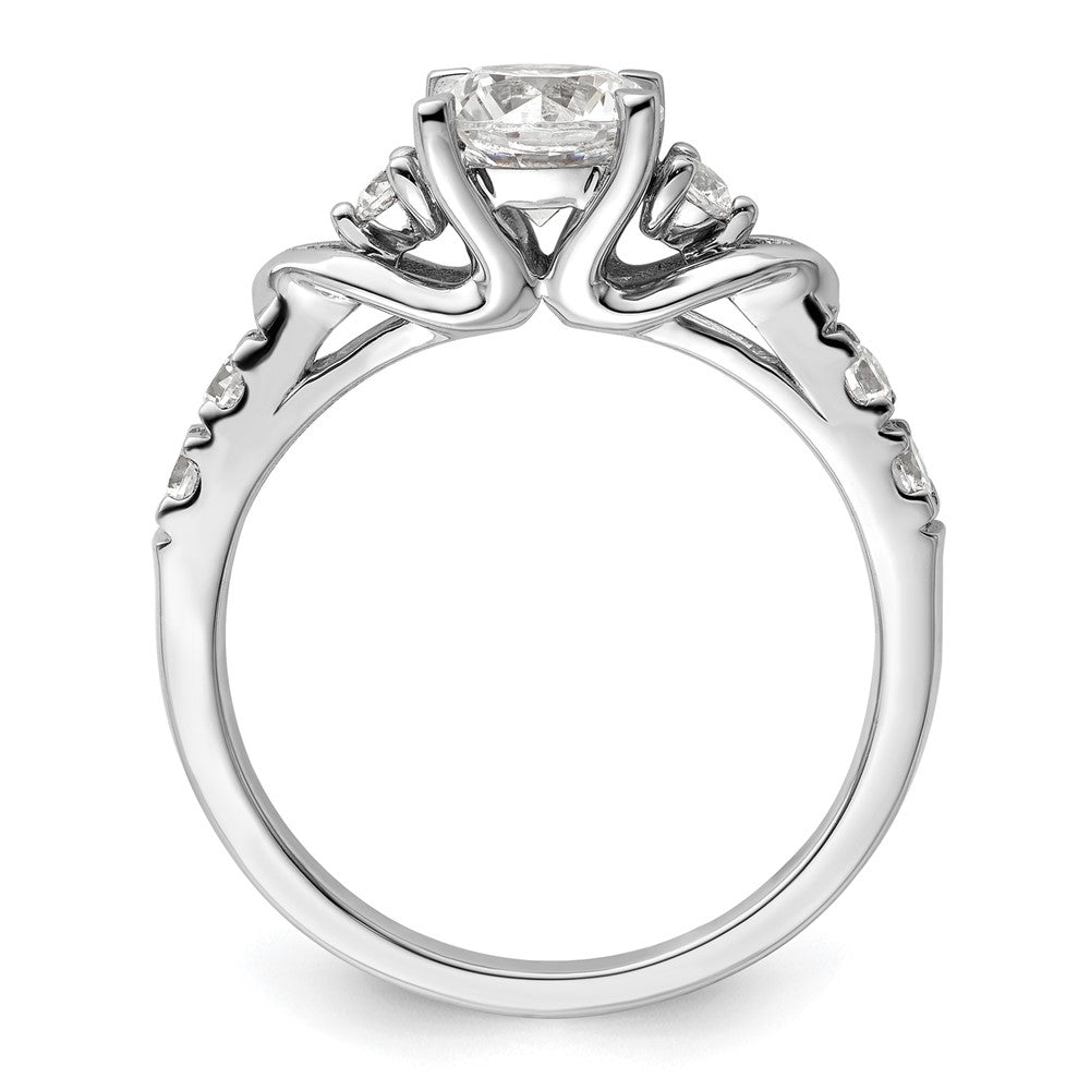 14K Weißgold Verlobungsring mit rundem, 1 ct. großem, im Labor gezüchtetem Diamanten in der Mitte, VS/SI+ G+, in Shared-Prong-Fassung, Gesamtgewicht 0,33 ct