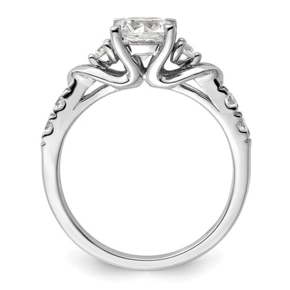 14K Weißgold Verlobungsring mit rundem, 1 ct. großem, im Labor gezüchtetem Diamanten in der Mitte, VS/SI+ G+, in Shared-Prong-Fassung, Gesamtgewicht 0,33 ct