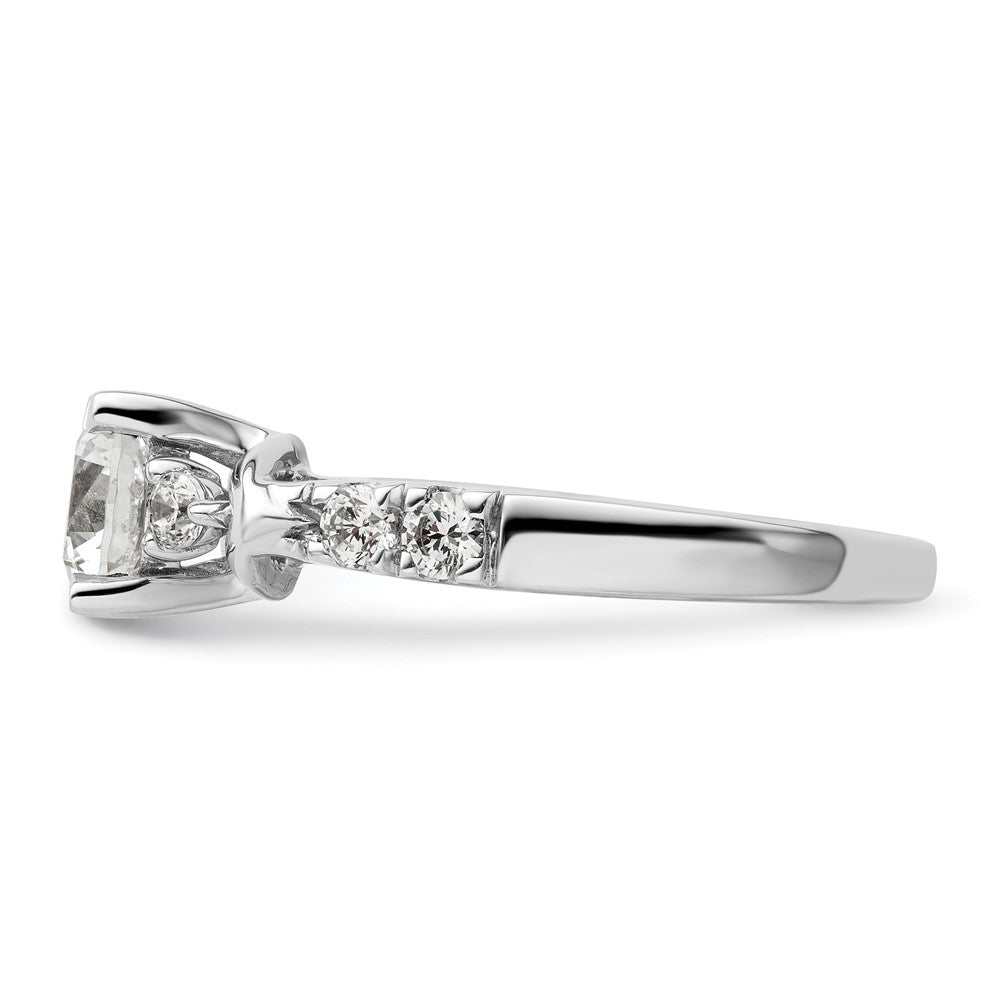 14K Weißgold Verlobungsring mit rundem, 1 ct. großem, im Labor gezüchtetem Diamanten in der Mitte, VS/SI+ G+, in Shared-Prong-Fassung, Gesamtgewicht 0,33 ct