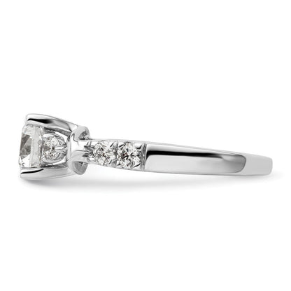 14K Weißgold Verlobungsring mit rundem, 1 ct. großem, im Labor gezüchtetem Diamanten in der Mitte, VS/SI+ G+, in Shared-Prong-Fassung, Gesamtgewicht 0,33 ct