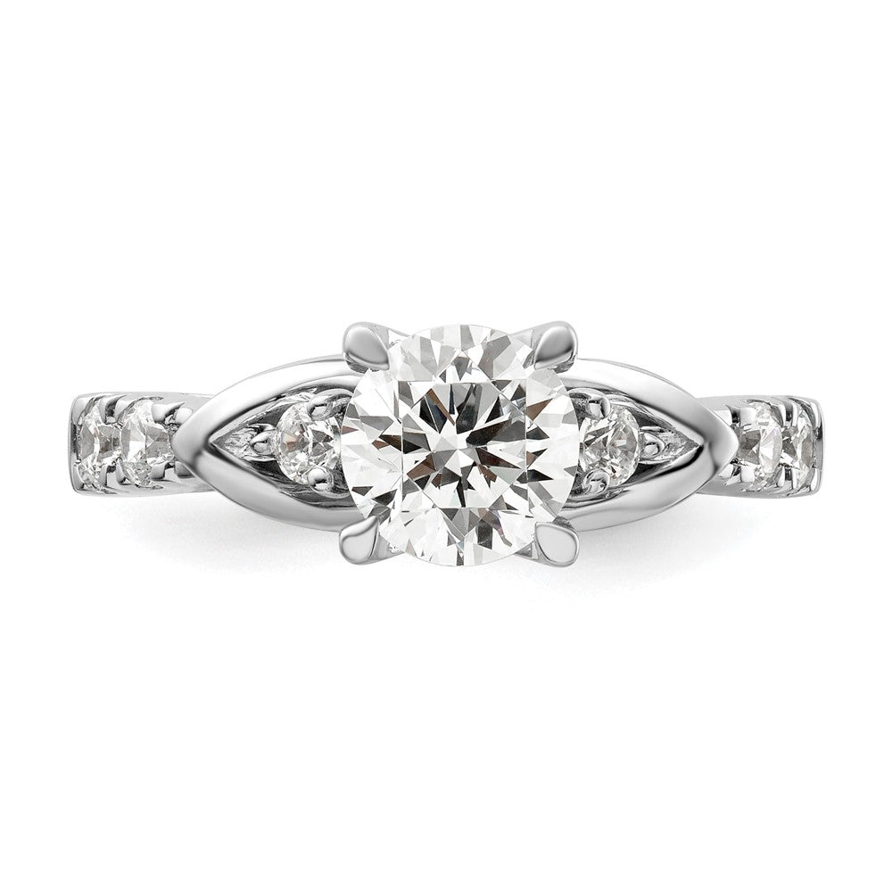 14K Weißgold Verlobungsring mit rundem, 1 ct. großem, im Labor gezüchtetem Diamanten in der Mitte, VS/SI+ G+, in Shared-Prong-Fassung, Gesamtgewicht 0,33 ct
