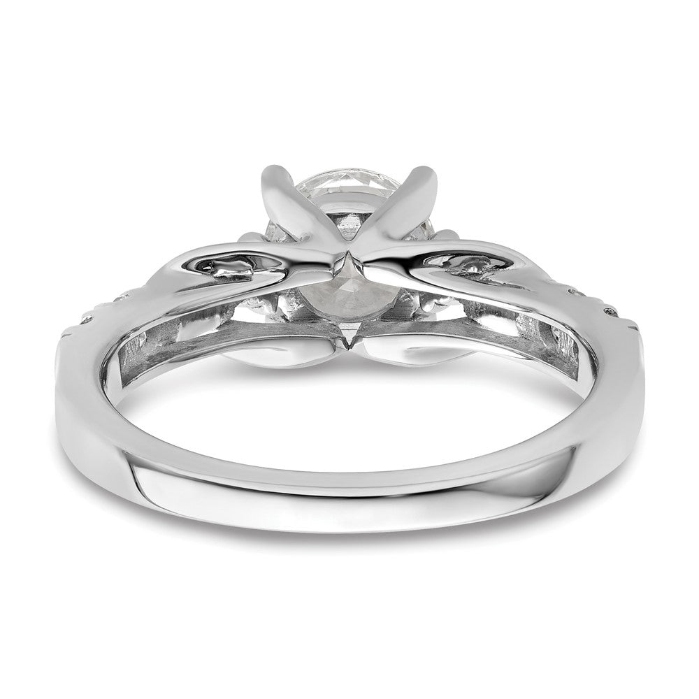 14K Weißgold Verlobungsring mit rundem, 1 ct. großem, im Labor gezüchtetem Diamanten in der Mitte, VS/SI+ G+, in Shared-Prong-Fassung, Gesamtgewicht 0,33 ct