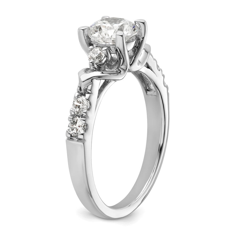 14K Weißgold Verlobungsring mit rundem, 1 ct. großem, im Labor gezüchtetem Diamanten in der Mitte, VS/SI+ G+, in Shared-Prong-Fassung, Gesamtgewicht 0,33 ct