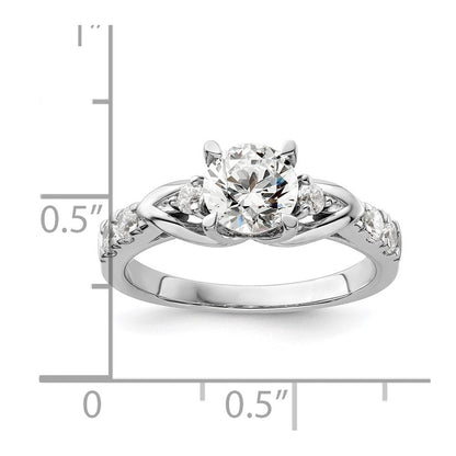 14K Weißgold Verlobungsring mit rundem, 1 ct. großem, im Labor gezüchtetem Diamanten in der Mitte, VS/SI+ G+, in Shared-Prong-Fassung, Gesamtgewicht 0,33 ct
