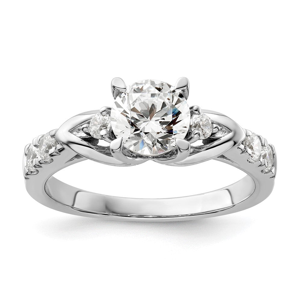 14K Weißgold Verlobungsring mit rundem, 1 ct. großem, im Labor gezüchtetem Diamanten in der Mitte, VS/SI+ G+, in Shared-Prong-Fassung, Gesamtgewicht 0,33 ct