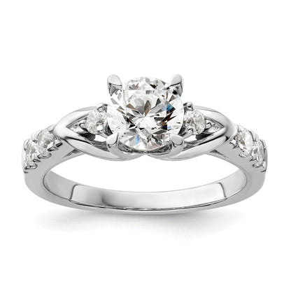 14K Weißgold Verlobungsring mit rundem, 1 ct. großem, im Labor gezüchtetem Diamanten in der Mitte, VS/SI+ G+, in Shared-Prong-Fassung, Gesamtgewicht 0,33 ct