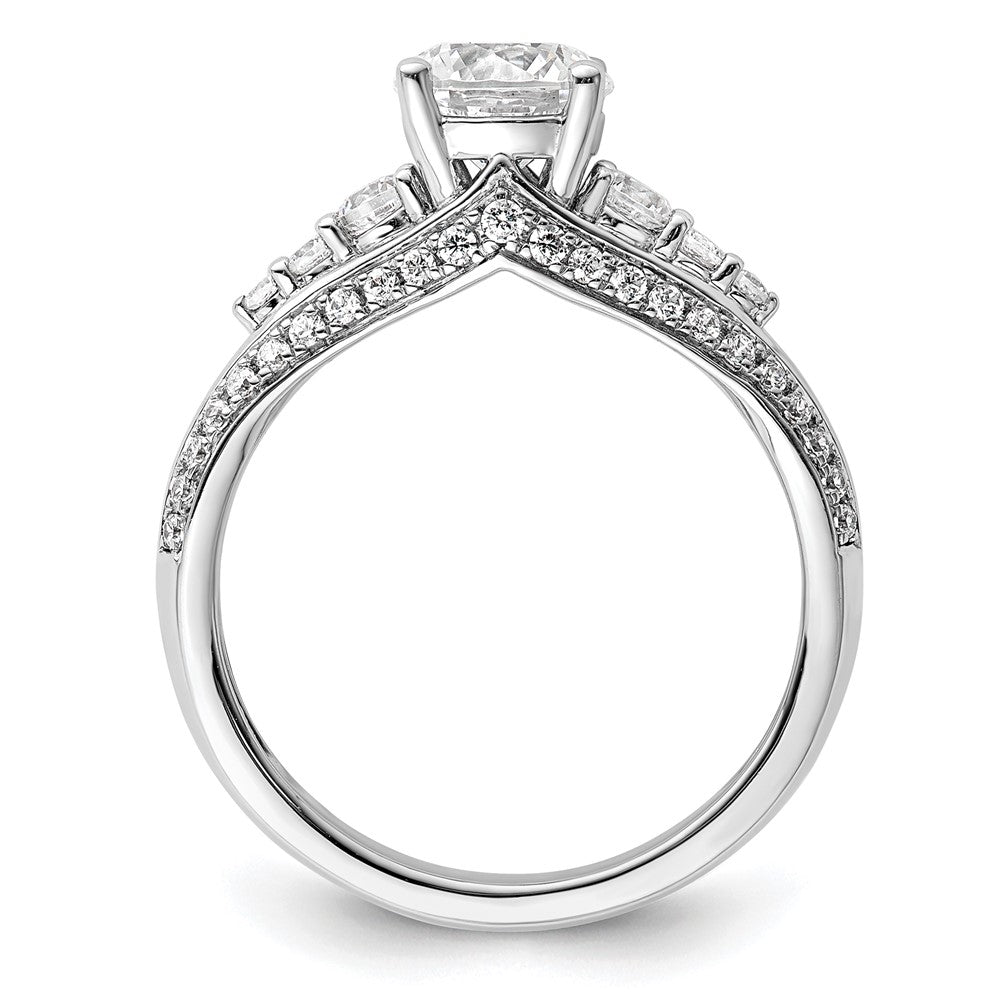 14K Weißgold Verlobungsring mit 0,5 ct. Labordiamanten VS/SI+ G+, 1 ct. rundem Mittelstein, Kanal- und gemeinsamer Krappenfassung