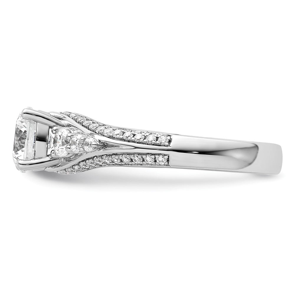 14K Weißgold Verlobungsring mit 0,5 ct. Labordiamanten VS/SI+ G+, 1 ct. rundem Mittelstein, Kanal- und gemeinsamer Krappenfassung