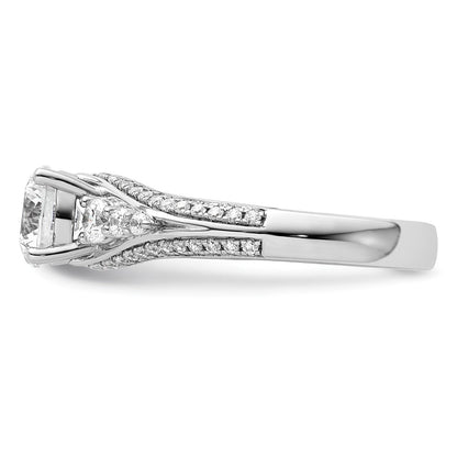 14K Weißgold Verlobungsring mit 0,5 ct. Labordiamanten VS/SI+ G+, 1 ct. rundem Mittelstein, Kanal- und gemeinsamer Krappenfassung