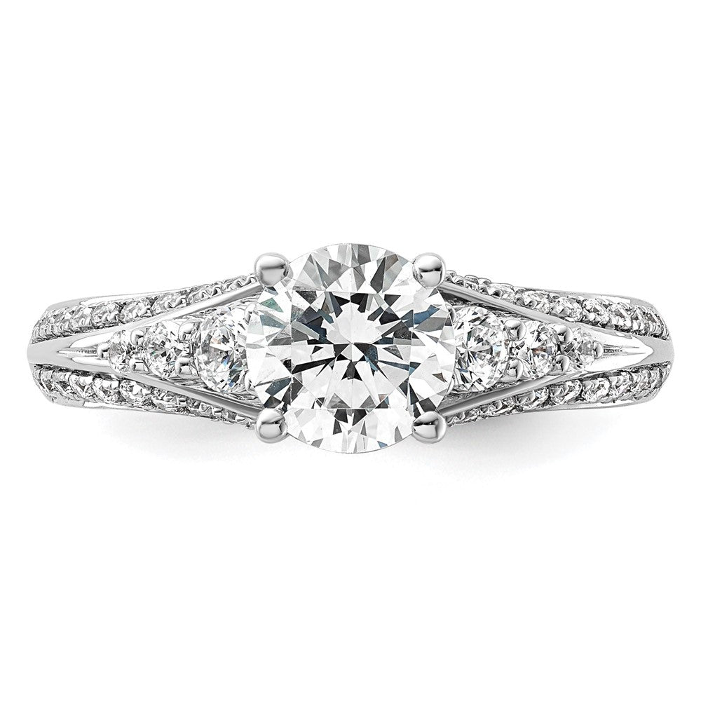14K Weißgold Verlobungsring mit 0,5 ct. Labordiamanten VS/SI+ G+, 1 ct. rundem Mittelstein, Kanal- und gemeinsamer Krappenfassung