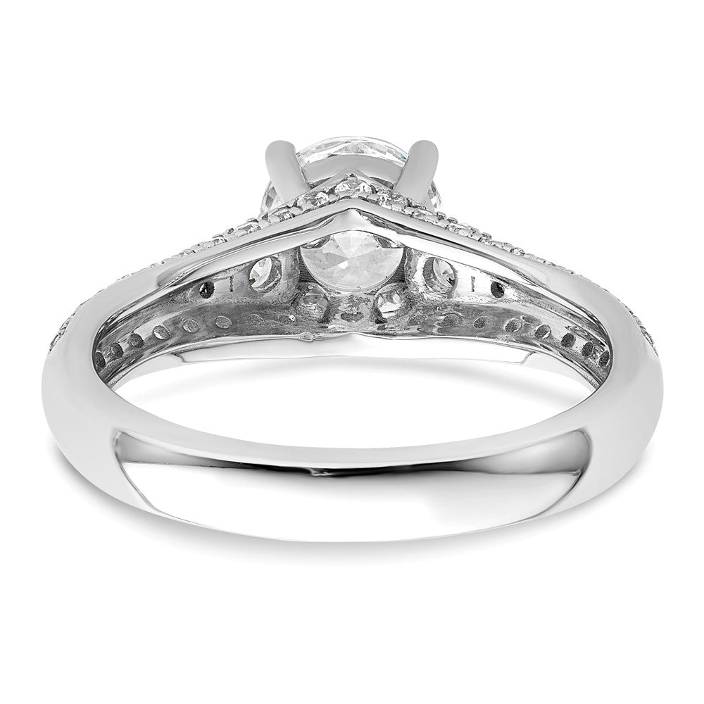 14K Weißgold Verlobungsring mit 0,5 ct. Labordiamanten VS/SI+ G+, 1 ct. rundem Mittelstein, Kanal- und gemeinsamer Krappenfassung