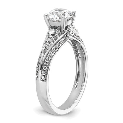 14K Weißgold Verlobungsring mit 0,5 ct. Labordiamanten VS/SI+ G+, 1 ct. rundem Mittelstein, Kanal- und gemeinsamer Krappenfassung
