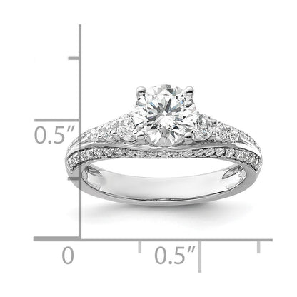 14K Weißgold Verlobungsring mit 0,5 ct. Labordiamanten VS/SI+ G+, 1 ct. rundem Mittelstein, Kanal- und gemeinsamer Krappenfassung
