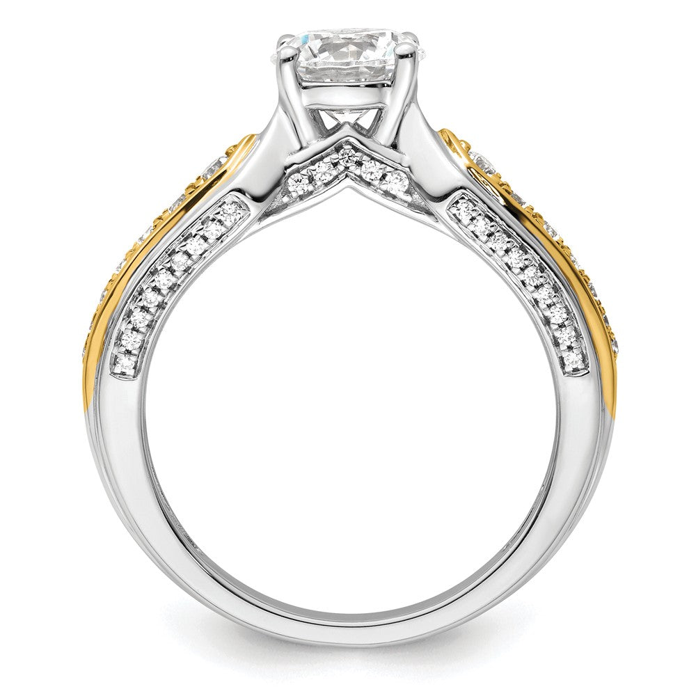 14K Bicolor Verlobungsring mit 1 ct. rundem Mittelstein in Kanalfassung und geteilter Krappenfassung, 0,33 ct. Labordiamanten VS/SI+ G+
