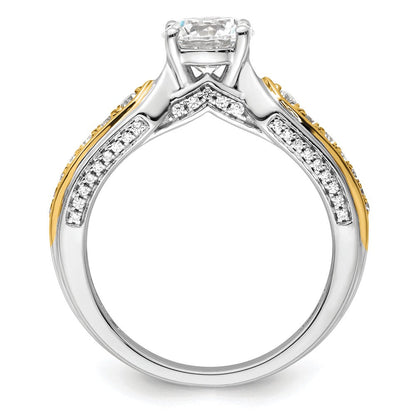 14K Bicolor Verlobungsring mit 1 ct. rundem Mittelstein in Kanalfassung und geteilter Krappenfassung, 0,33 ct. Labordiamanten VS/SI+ G+