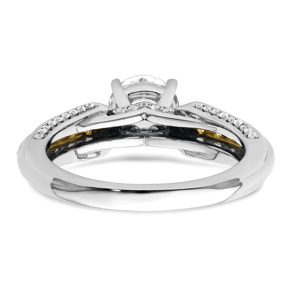 14K Bicolor Verlobungsring mit 1 ct. rundem Mittelstein in Kanalfassung und geteilter Krappenfassung, 0,33 ct. Labordiamanten VS/SI+ G+