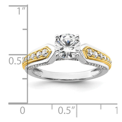 14K Bicolor Verlobungsring mit 1 ct. rundem Mittelstein in Kanalfassung und geteilter Krappenfassung, 0,33 ct. Labordiamanten VS/SI+ G+