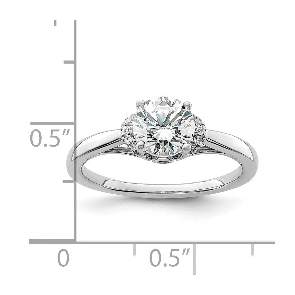 14K Weißgold 0,05 ct. Labor-gezüchteter Diamant VS/SI+ G+ 1 ct. Center Rund-Solitär-Verlobungsring