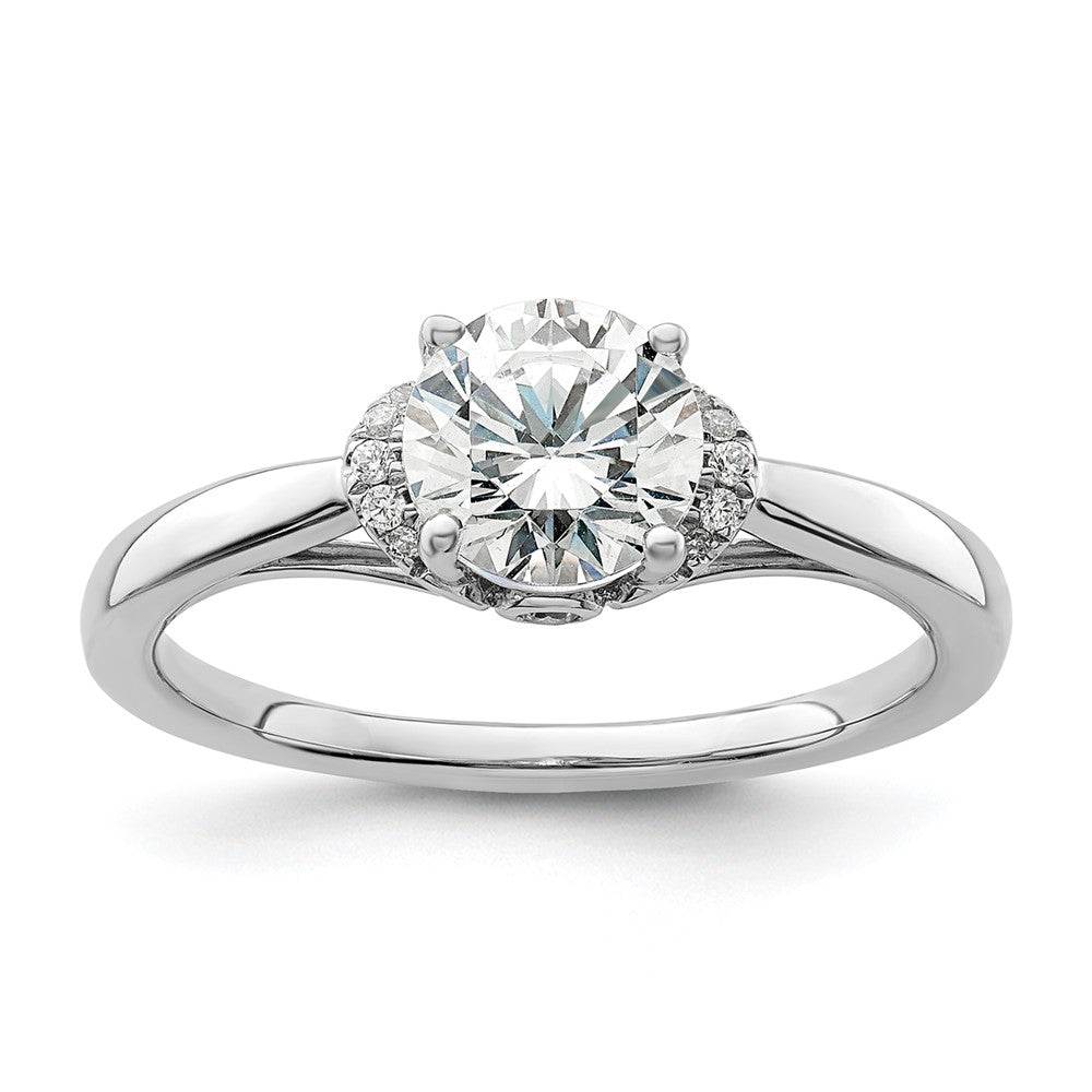 14K Weißgold 0,05 ct. Labor-gezüchteter Diamant VS/SI+ G+ 1 ct. Center Rund-Solitär-Verlobungsring