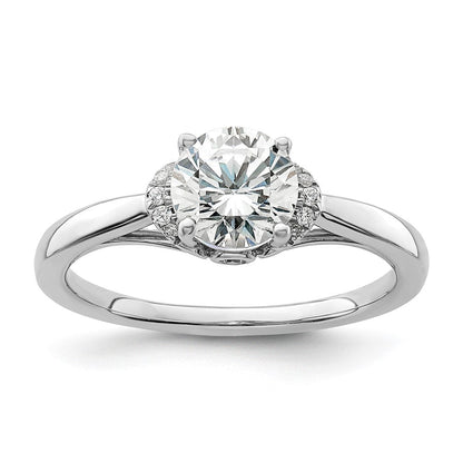 14K Weißgold 0,05 ct. Labor-gezüchteter Diamant VS/SI+ G+ 1 ct. Center Rund-Solitär-Verlobungsring