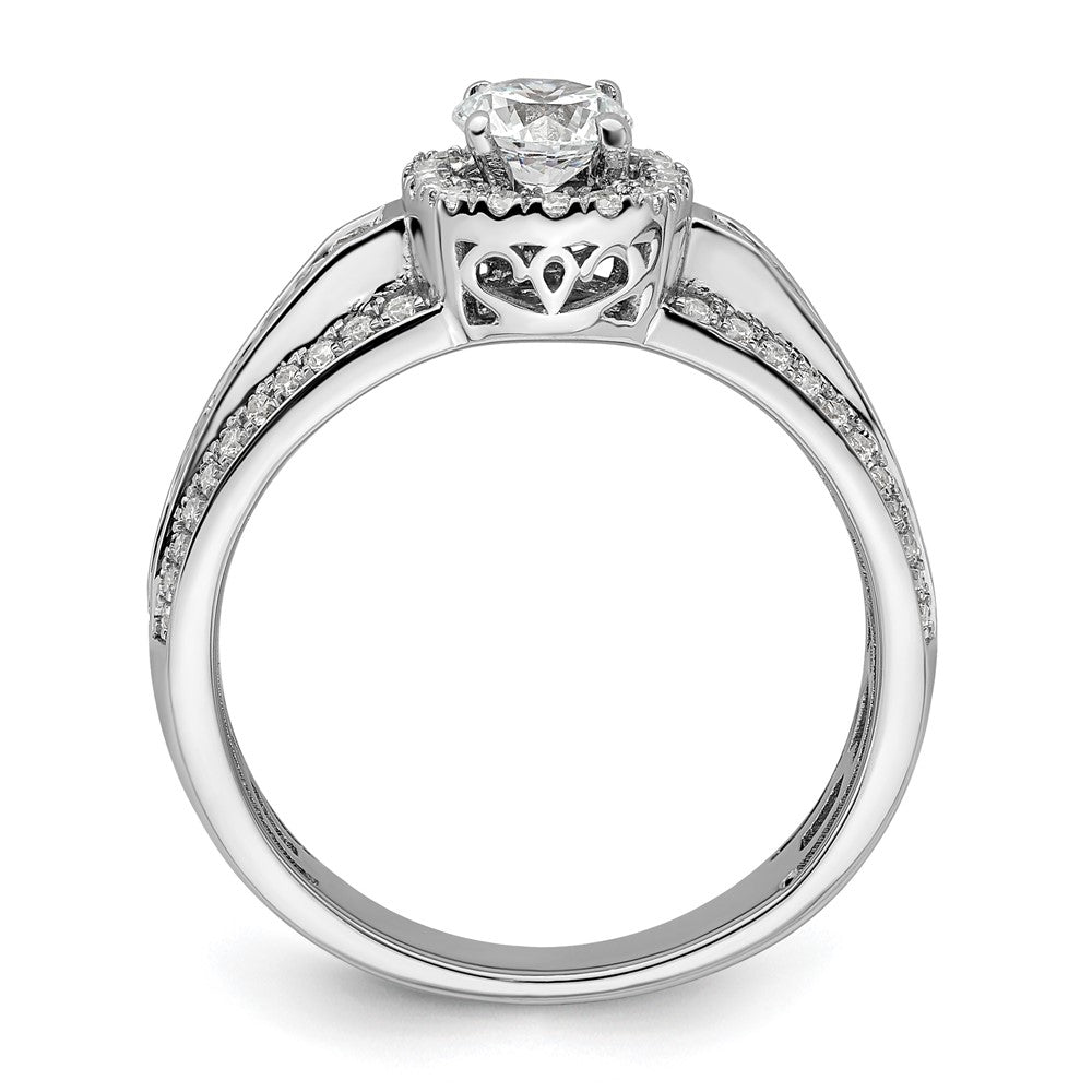 14K Weißgold Verlobungsring mit 0,625 ct. im Labor gezüchteten Diamanten VS/SI+ G+, 0,5 ct. Center Round, Halo-Fassung