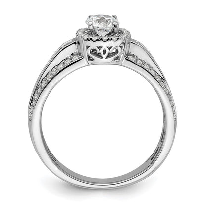 14K Weißgold Verlobungsring mit 0,625 ct. im Labor gezüchteten Diamanten VS/SI+ G+, 0,5 ct. Center Round, Halo-Fassung