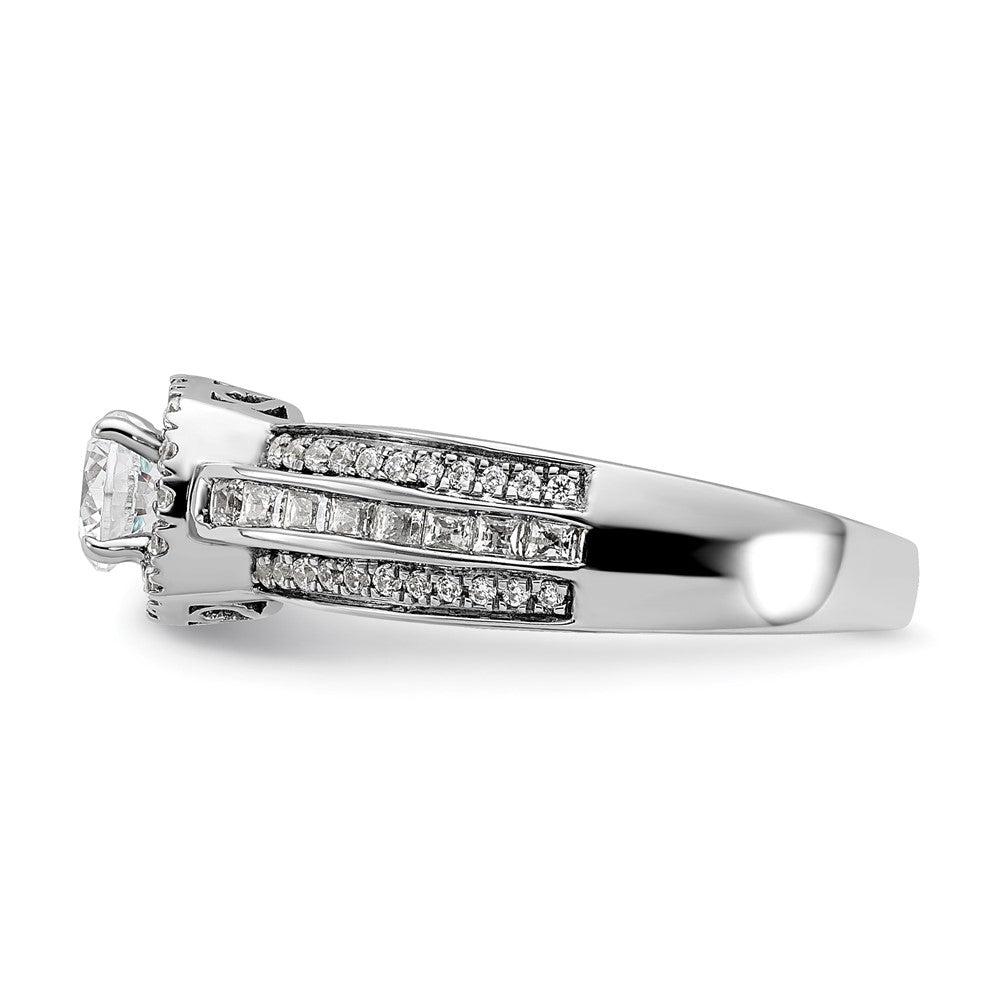 14K Weißgold Verlobungsring mit 0,625 ct. im Labor gezüchteten Diamanten VS/SI+ G+, 0,5 ct. Center Round, Halo-Fassung
