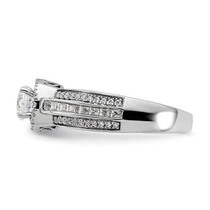 14K Weißgold Verlobungsring mit 0,625 ct. im Labor gezüchteten Diamanten VS/SI+ G+, 0,5 ct. Center Round, Halo-Fassung