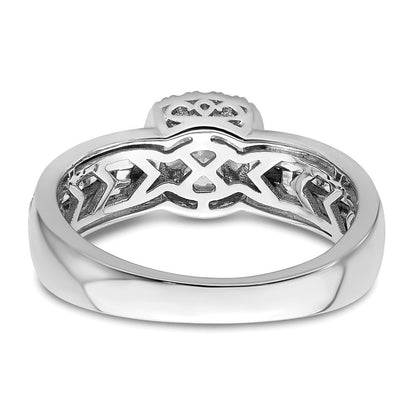 14K Weißgold Verlobungsring mit 0,625 ct. im Labor gezüchteten Diamanten VS/SI+ G+, 0,5 ct. Center Round, Halo-Fassung