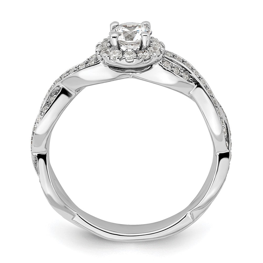 14K Weißgold 0,75 ct. im Labor gezüchteter Diamant VS/SI+ G+ Rund Fancy-Halo Verlobungsring mit vollständig besetztem Ring