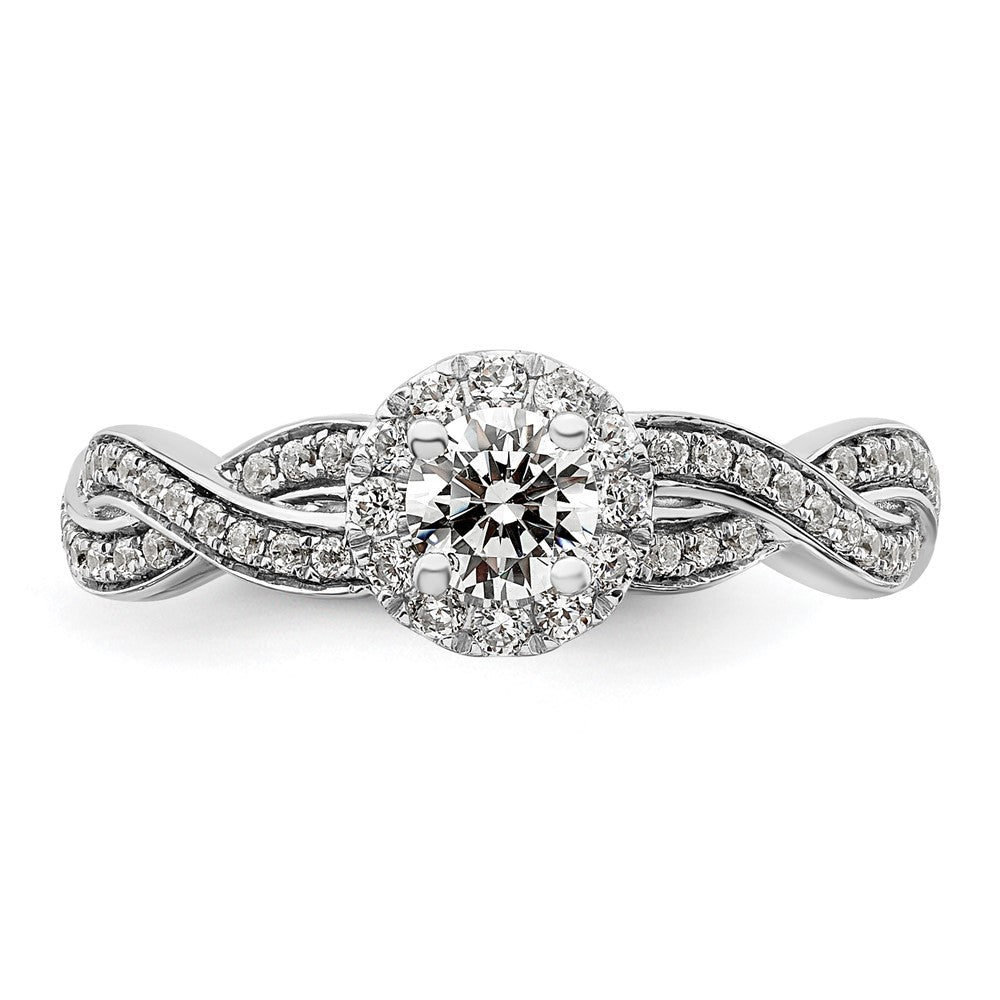 14K Weißgold 0,75 ct. im Labor gezüchteter Diamant VS/SI+ G+ Rund Fancy-Halo Verlobungsring mit vollständig besetztem Ring