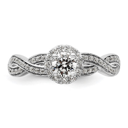 14K Weißgold 0,75 ct. im Labor gezüchteter Diamant VS/SI+ G+ Rund Fancy-Halo Verlobungsring mit vollständig besetztem Ring