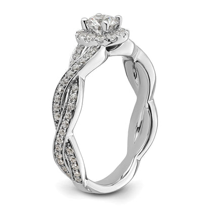14K Weißgold 0,75 ct. im Labor gezüchteter Diamant VS/SI+ G+ Rund Fancy-Halo Verlobungsring mit vollständig besetztem Ring