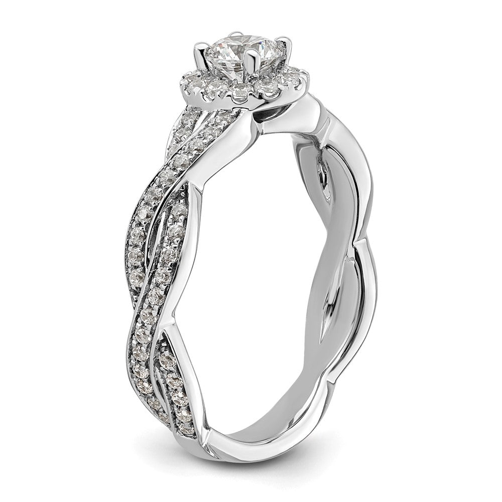 10K Weißgold 0,75 ct. Labor Diamant VS/SI+ G+ Rund Fancy Halo Verlobungsring