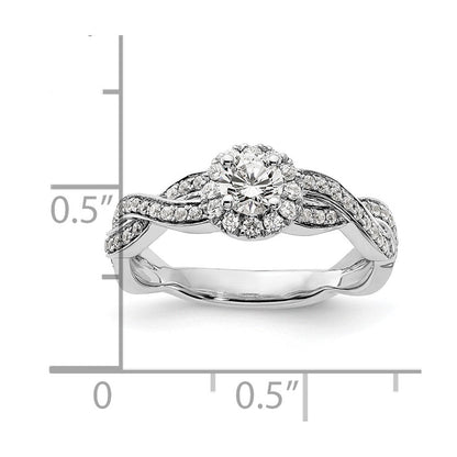 14K Weißgold 0,75 ct. im Labor gezüchteter Diamant VS/SI+ G+ Rund Fancy-Halo Verlobungsring mit vollständig besetztem Ring