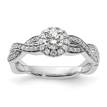 10K Weißgold 0,75 ct. Labor Diamant VS/SI+ G+ Rund Fancy Halo Verlobungsring