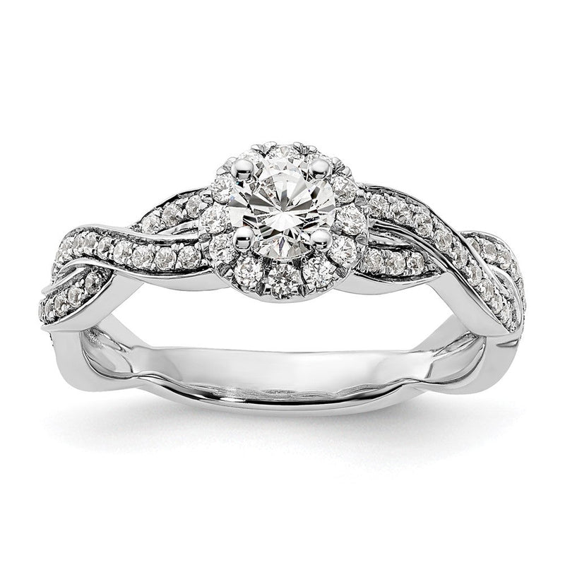 10K Weißgold 0,75 ct. Labor Diamant VS/SI+ G+ Rund Fancy Halo Verlobungsring