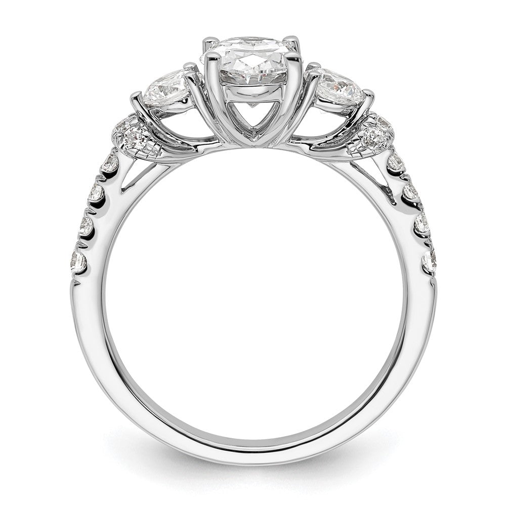 14K Weißgold Verlobungsring mit im Labor gezüchtetem Diamant, 0,75 ct., VS/SI+ G+, ovaler Mittelstein 1 ct