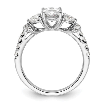 14K Weißgold Verlobungsring mit im Labor gezüchtetem Diamant, 0,75 ct., VS/SI+ G+, ovaler Mittelstein 1 ct