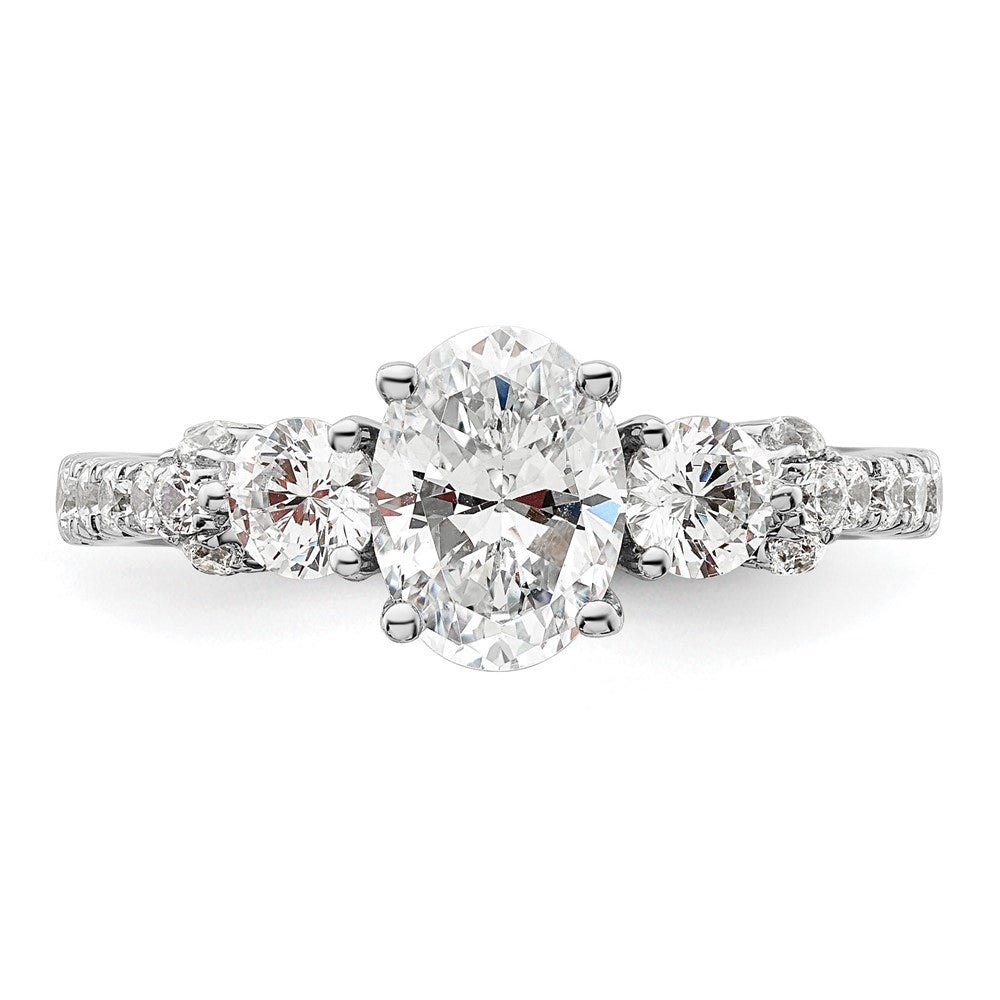 14K Weißgold Verlobungsring mit im Labor gezüchtetem Diamant, 0,75 ct., VS/SI+ G+, ovaler Mittelstein 1 ct