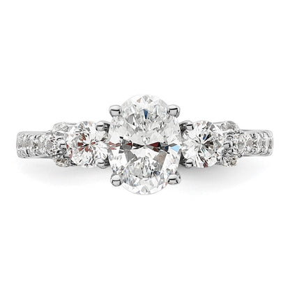 14K Weißgold Verlobungsring mit im Labor gezüchtetem Diamant, 0,75 ct., VS/SI+ G+, ovaler Mittelstein 1 ct