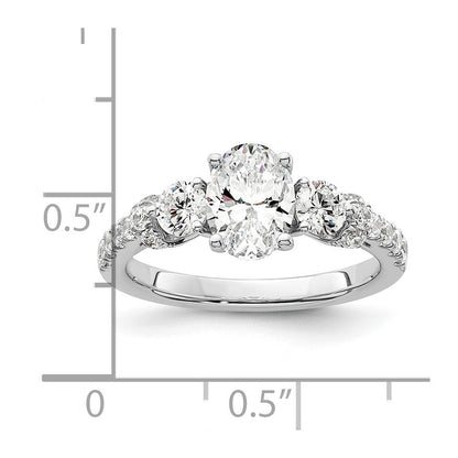 14K Weißgold Verlobungsring mit im Labor gezüchtetem Diamant, 0,75 ct., VS/SI+ G+, ovaler Mittelstein 1 ct