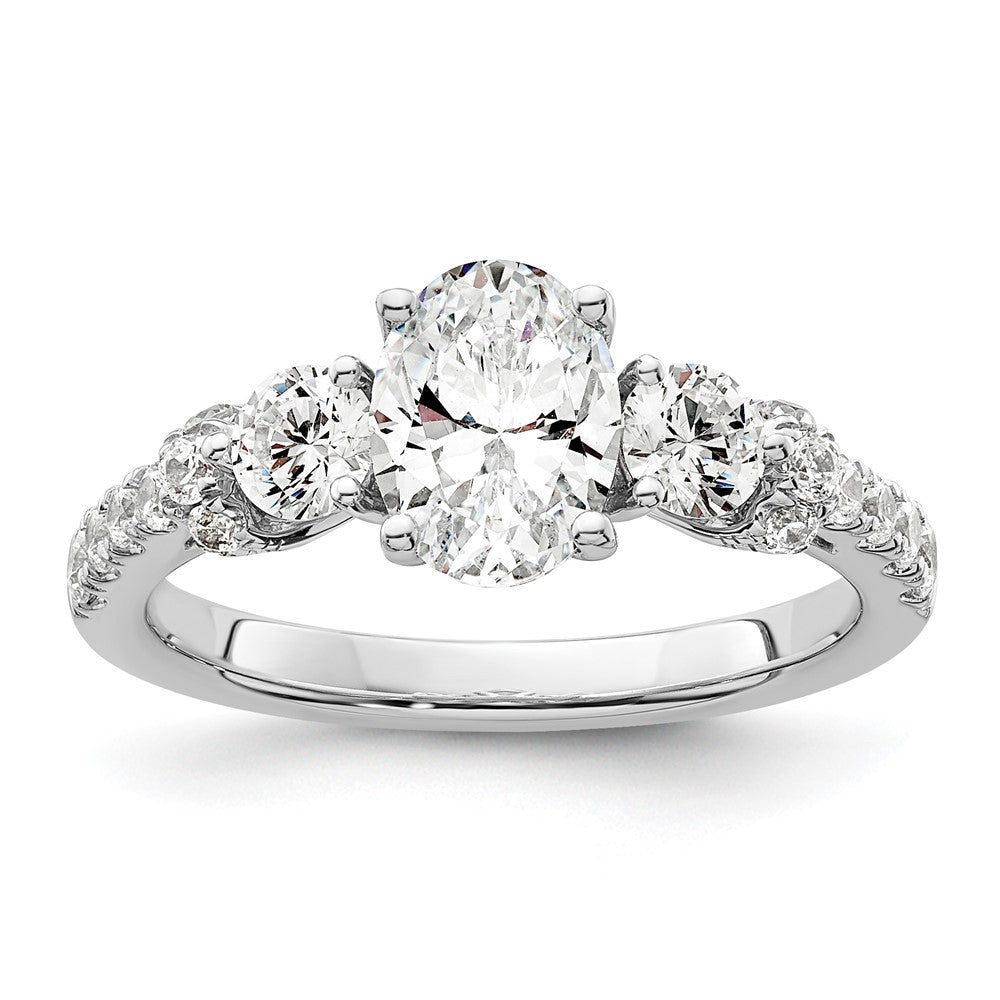 14K Weißgold Verlobungsring mit im Labor gezüchtetem Diamant, 0,75 ct., VS/SI+ G+, ovaler Mittelstein 1 ct