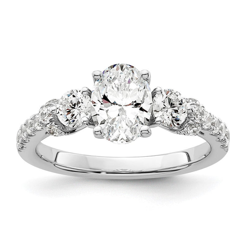 14K Weißgold Verlobungsring mit im Labor gezüchtetem Diamant, 0,75 ct., VS/SI+ G+, ovaler Mittelstein 1 ct