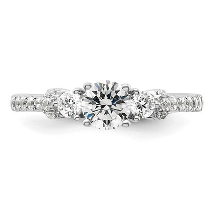 14K Weißgold Verlobungsring mit 0,5 ct. Center und 0,375 ct. Laborgezüchteten Diamanten VS/SI+ G+
