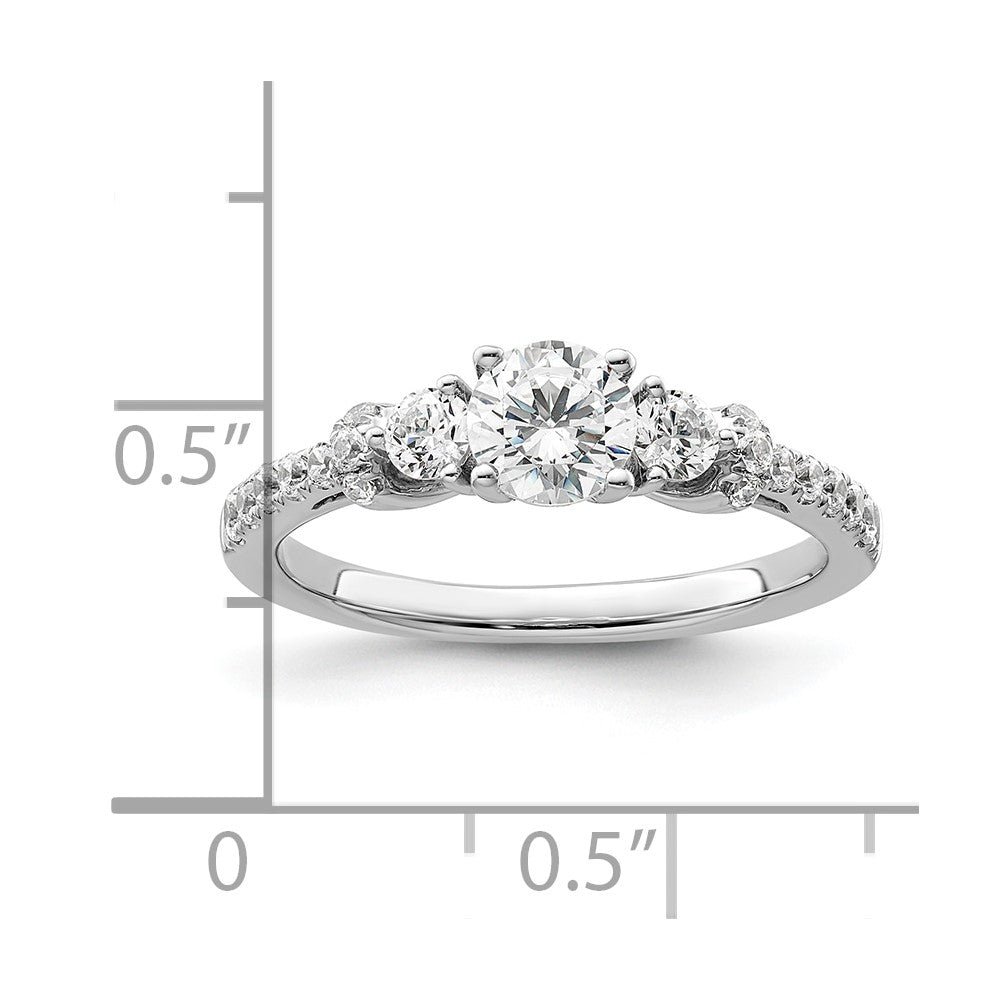 14K Weißgold Verlobungsring mit 0,5 ct. Center und 0,375 ct. Laborgezüchteten Diamanten VS/SI+ G+