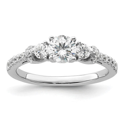 14K Weißgold Verlobungsring mit 0,5 ct. Center und 0,375 ct. Laborgezüchteten Diamanten VS/SI+ G+
