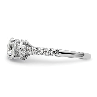 14K Weißgold Verlobungsring mit 0,33 ct. laborgezüchtetem Diamant VS/SI+ G+ und 1 ct. rundem Diamant in der Mitte